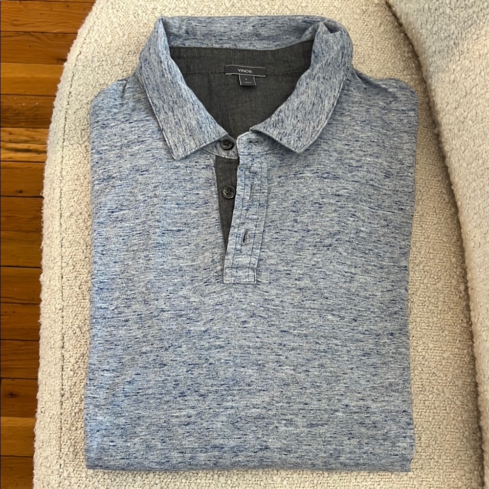 Vince Heathered Blue Polo Shirt
